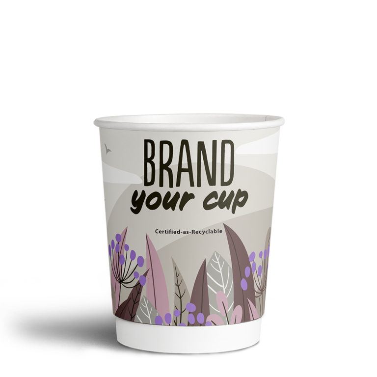 8 oz Recyclable Double Wall Paper Cups - Cup Print